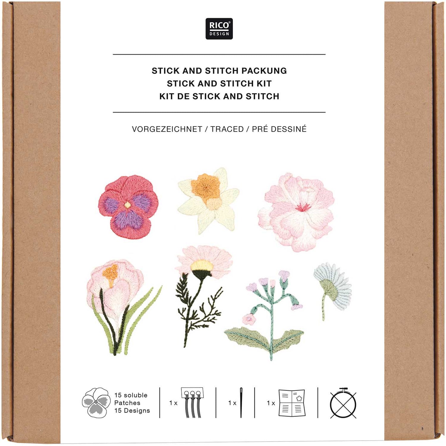 Stick and Stitch Packung Frühlingsblumen