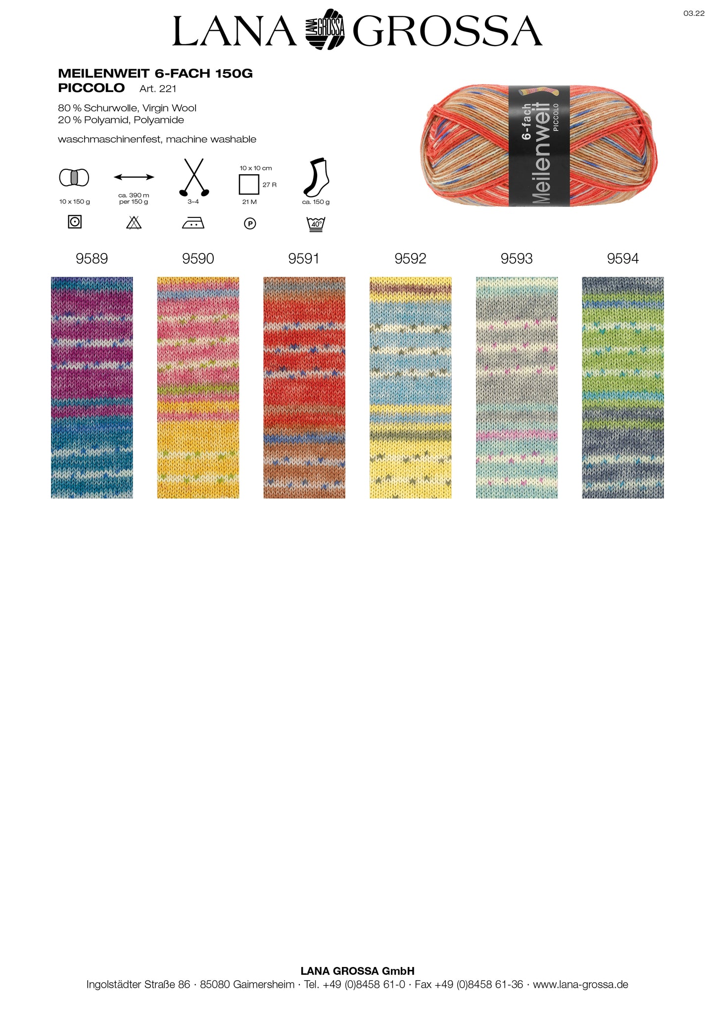 Meilenweit Piccolo 6fädig 150g